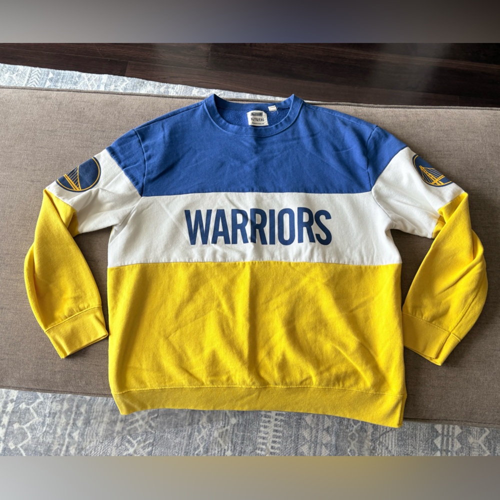 Warriors Colorblock Crewneck Sweater - Blue, White, Yellow